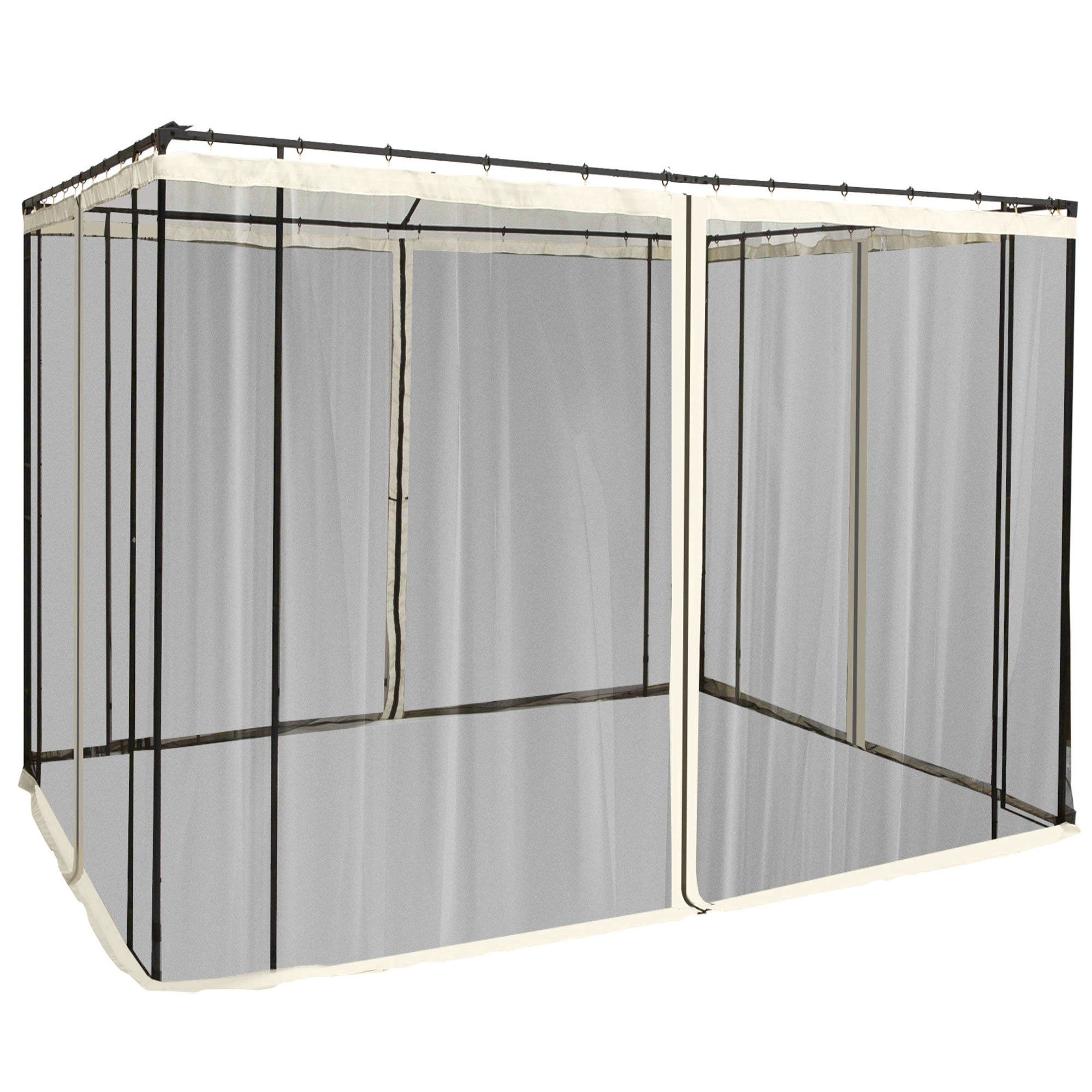 Mosquito Net for 3x3 Pavilion 4 Side Panels Fly Net with Hooks Zipper Mosquito Net Insect Protection Fly Screen Nylon Mesh Black