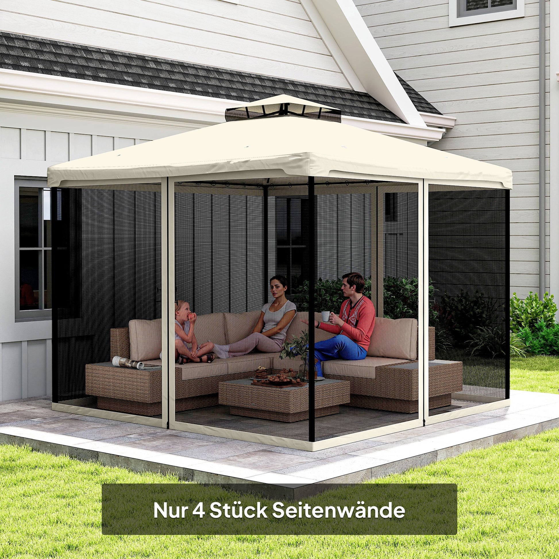 Mosquito Net for 3x3 Pavilion 4 Side Panels Fly Net with Hooks Zipper Mosquito Net Insect Protection Fly Screen Nylon Mesh Black