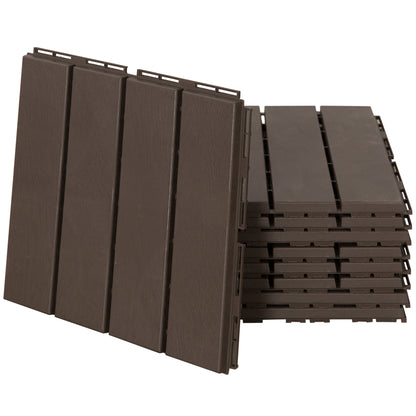Patio Tiles 30 x 30 cm 9 Pieces 0.81㎡ Interlocking Tiles Balcony Tiles with Click System Drainage Function Floor Tile for Terrace Balcony Brown