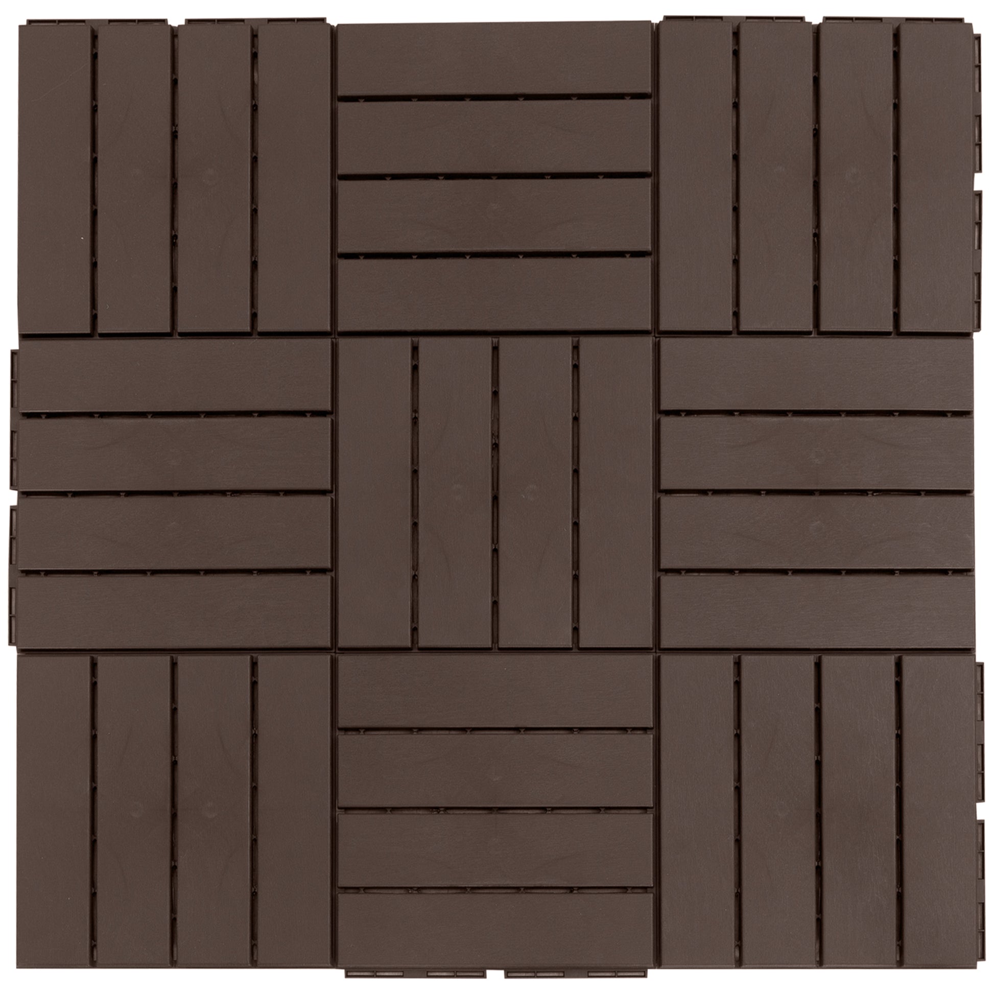 Patio Tiles 30 x 30 cm 9 Pieces 0.81㎡ Interlocking Tiles Balcony Tiles with Click System Drainage Function Floor Tile for Terrace Balcony Brown