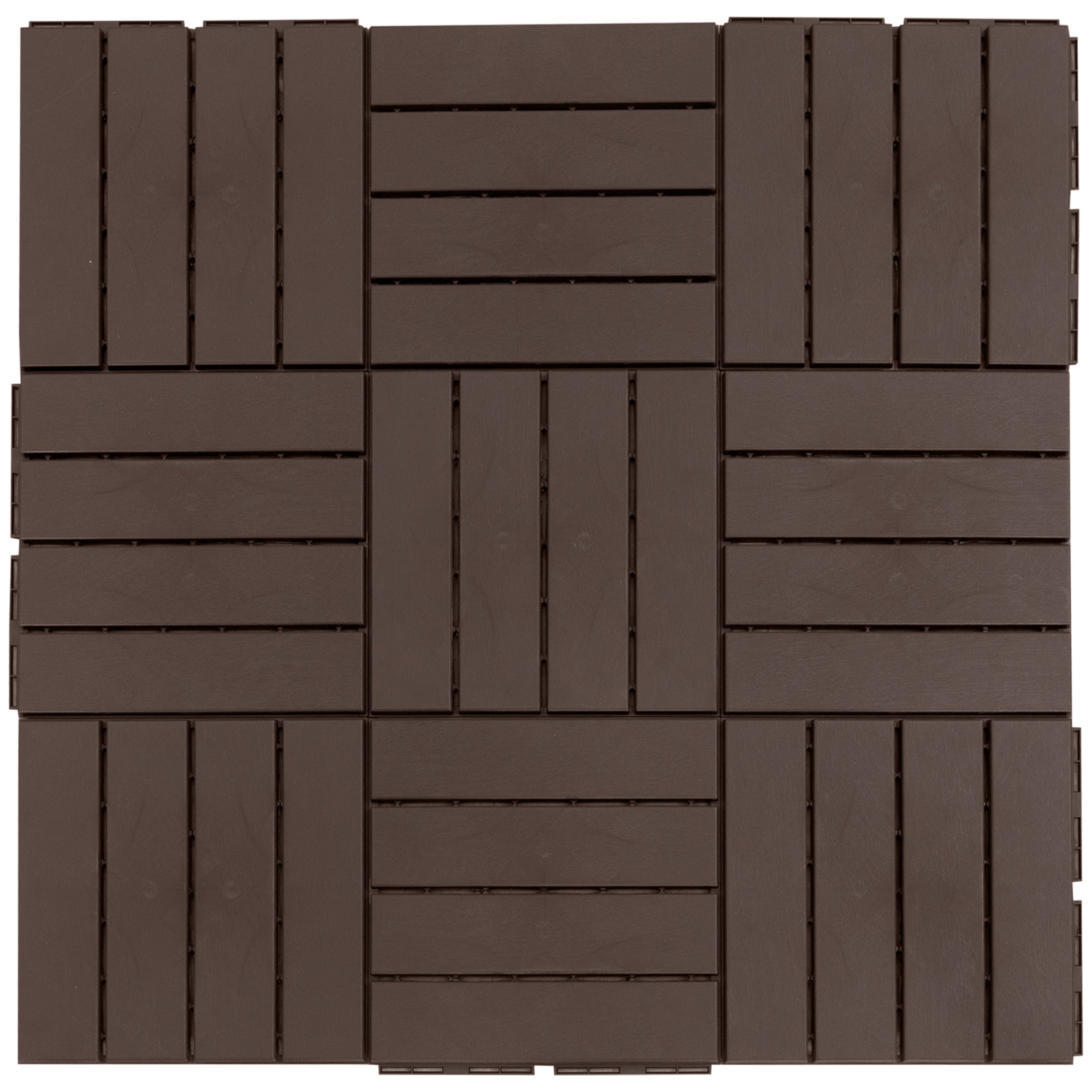 Patio Tiles 30 x 30 cm 9 Pieces 0.81㎡ Interlocking Tiles Balcony Tiles with Click System Drainage Function Floor Tile for Terrace Balcony Brown