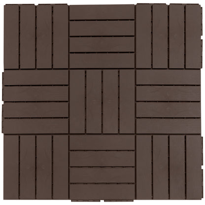 Patio Tiles 30 x 30 cm 9 Pieces 0.81㎡ Interlocking Tiles Balcony Tiles with Click System Drainage Function Floor Tile for Terrace Balcony Brown