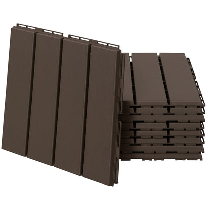 Patio Tiles 30 x 30 cm 9 Pieces 0.81㎡ Interlocking Tiles Balcony Tiles with Click System Drainage Function Floor Tile for Terrace Balcony Brown