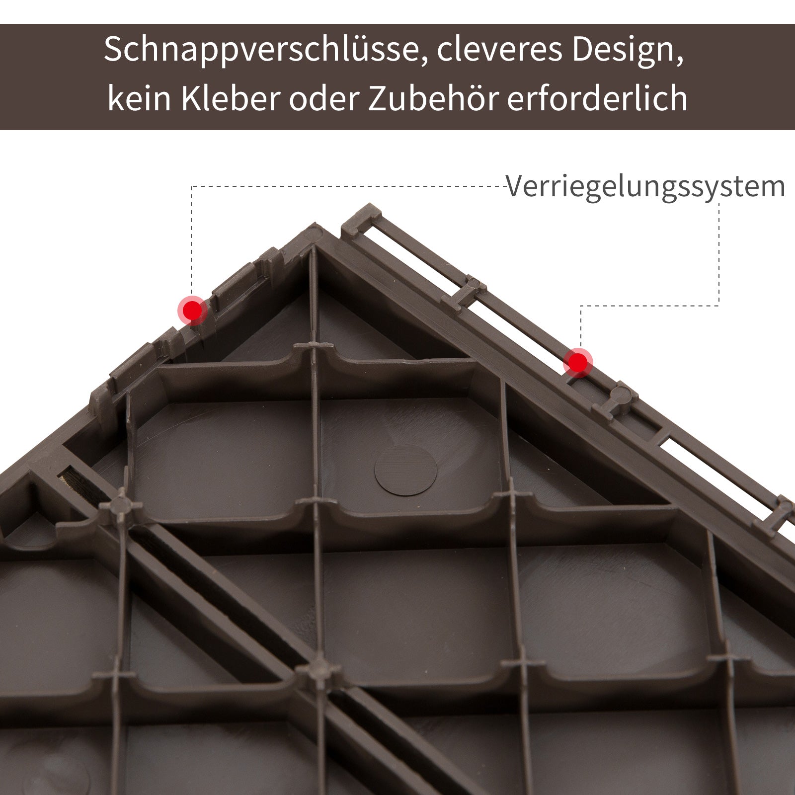 Patio Tiles 30 x 30 cm 9 Pieces 0.81㎡ Interlocking Tiles Balcony Tiles with Click System Drainage Function Floor Tile for Terrace Balcony Brown