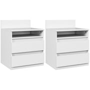Nightstand 2-Pack Bedside Table with Drawer, Open Compartment, Bedside Cabinet Nightstand for Bedroom, Living Room, White, approx. 40 x 32 x 50 cm, White