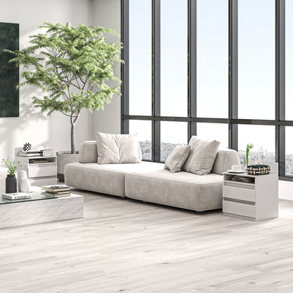 Nightstand 2-Pack Bedside Table with Drawer, Open Compartment, Bedside Cabinet Nightstand for Bedroom, Living Room, White, approx. 40 x 32 x 50 cm, White