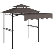 Grill Gazebo 242x149x248 cm water-resistant flame-retardant Garden Gazebo with Double Layer Roof Side Shelves, UV 30+Garden Arbour, BBQ Gazebo, Garden Canopy for Garden Picnic BBQ Coffee