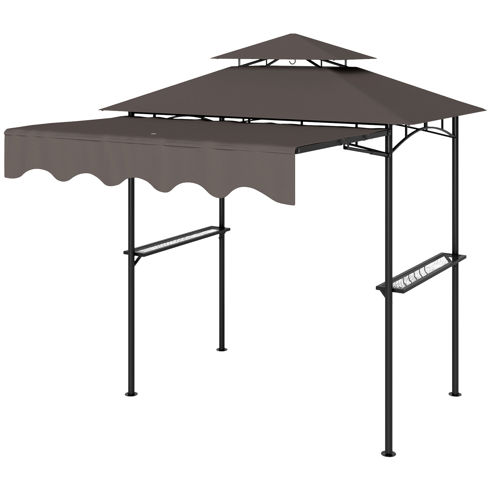 Grill Gazebo 242x149x248 cm water-resistant flame-retardant Garden Gazebo with Double Layer Roof Side Shelves, UV 30+Garden Arbour, BBQ Gazebo, Garden Canopy for Garden Picnic BBQ Coffee