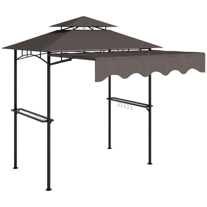 Grill Gazebo 242x149x248 cm water-resistant flame-retardant Garden Gazebo with Double Layer Roof Side Shelves, UV 30+Garden Arbour, BBQ Gazebo, Garden Canopy for Garden Picnic BBQ Coffee