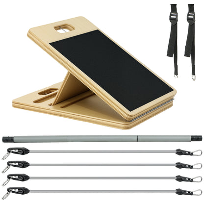 SPORTNOW Pilates Bar Kit Pilates with 6 Elastic Bands Adjustable Inclined Table for Full Body Workout at Home Gray