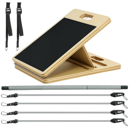 SPORTNOW Pilates Bar Kit Pilates with 6 Elastic Bands Adjustable Inclined Table for Full Body Workout at Home Gray