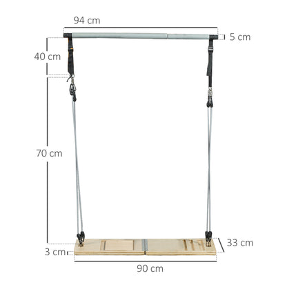 SPORTNOW Pilates Bar Kit Pilates with 6 Elastic Bands Adjustable Inclined Table for Full Body Workout at Home Gray