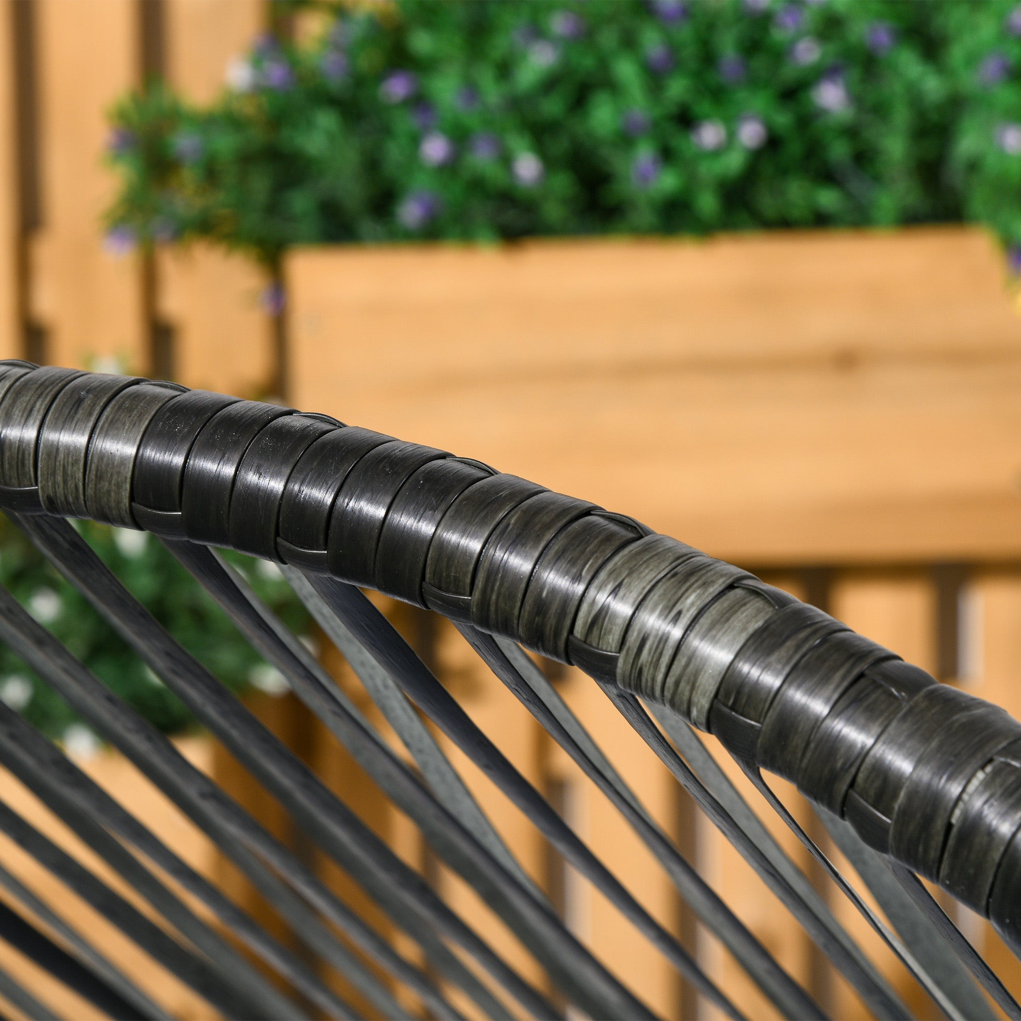 Rattan Chair, Rattan Wicker Chair with Thick Seat Cushion, Egg-shape Garden Chair, Supports 120kg, for Patio, Garden, Gray