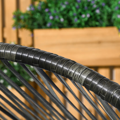 Rattan Chair, Rattan Wicker Chair with Thick Seat Cushion, Egg-shape Garden Chair, Supports 120kg, for Patio, Garden, Gray