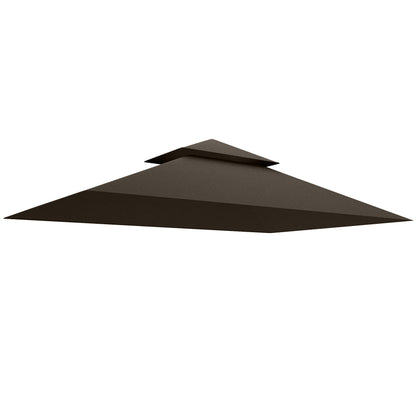 Replacement Canopy for BBQ Gazebo 1.5m x 2.4m Canopy Only, Double-tier Protective Cover, Water-Resistant Awning for Outdoor Use, Roof Suitable for Outdoor Grill Tent, Coffee