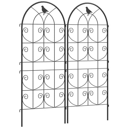 Metal Trellis 2 Piece Set for Plant Climbing Pots with Bird Design 50x120 cm Trellis for Indoor Plants Plant Trellis for Tomatoes Flowers Climbing Plants Black