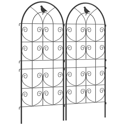 Metal Trellis 2 Piece Set for Plant Climbing Pots with Bird Design 50x120 cm Trellis for Indoor Plants Plant Trellis for Tomatoes Flowers Climbing Plants Black