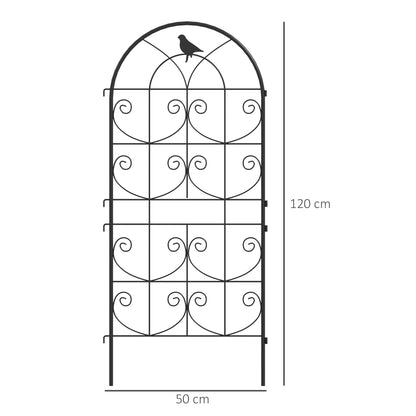 Metal Trellis 2 Piece Set for Plant Climbing Pots with Bird Design 50x120 cm Trellis for Indoor Plants Plant Trellis for Tomatoes Flowers Climbing Plants Black