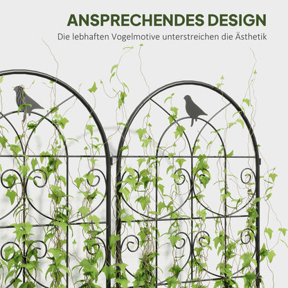 Metal Trellis 2 Piece Set for Plant Climbing Pots with Bird Design 50x120 cm Trellis for Indoor Plants Plant Trellis for Tomatoes Flowers Climbing Plants Black