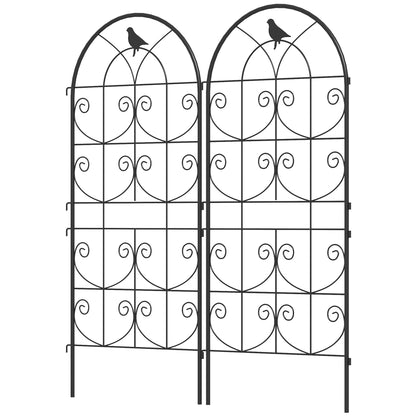 Metal Trellis 2 Piece Set for Plant Climbing Pots with Bird Design 50x120 cm Trellis for Indoor Plants Plant Trellis for Tomatoes Flowers Climbing Plants Black