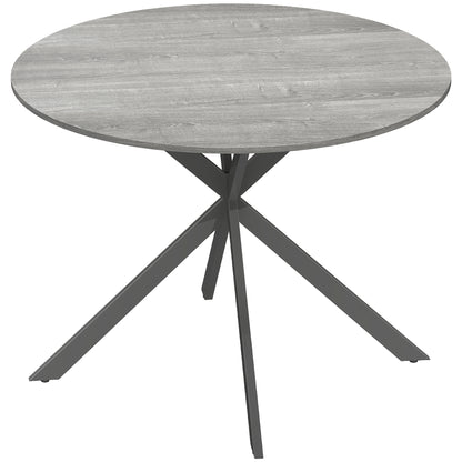 Round Dining Table for 4, 39.4" (100 cm) Industrial Style with Steel X-Legs, Gray