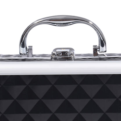 Makeup Case - Beauty Product Storage - 3-Tier Storage with Mirror Locking with 2 Keys Dims. 20L x 15W x 15H cm Black