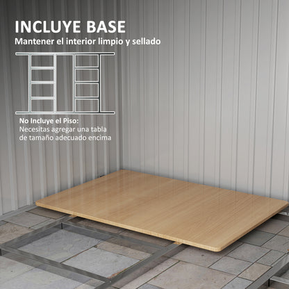 Garden Shed Exterior 258x206x178 cm 5.3m² Outdoor Garden Shed with Base Sliding Doors and Ventilations for Gardening Tool Storage Green