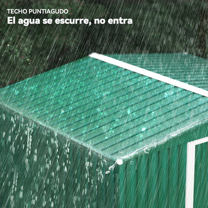 Garden Shed Exterior 258x206x178 cm 5.3m² Outdoor Garden Shed with Base Sliding Doors and Ventilations for Gardening Tool Storage Green