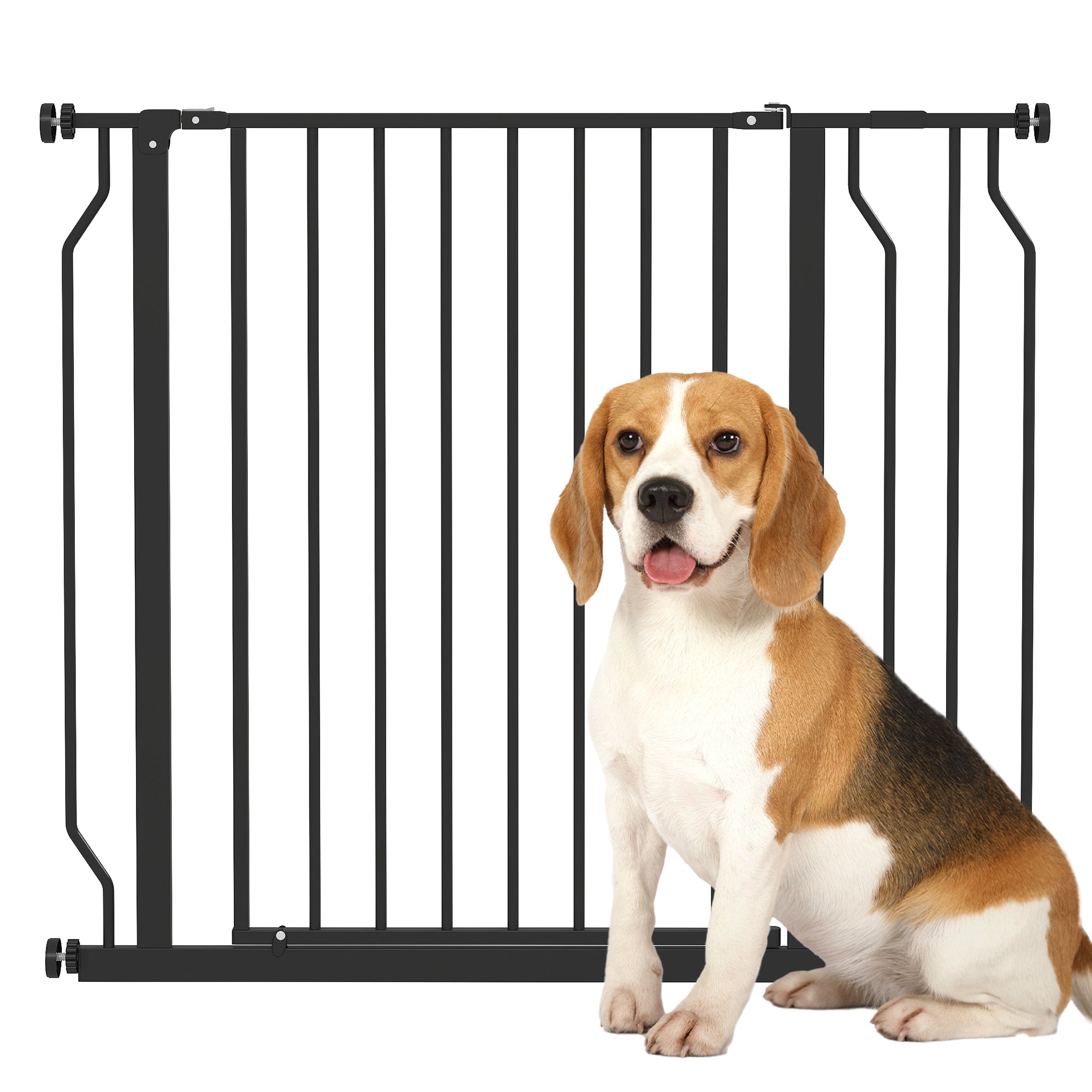 Expandable Dog Safety Gate 29.5-37.4 in for Doors and Stairs Pet Safety Gate with Extensions Pressure Mounting and Double Lock Black