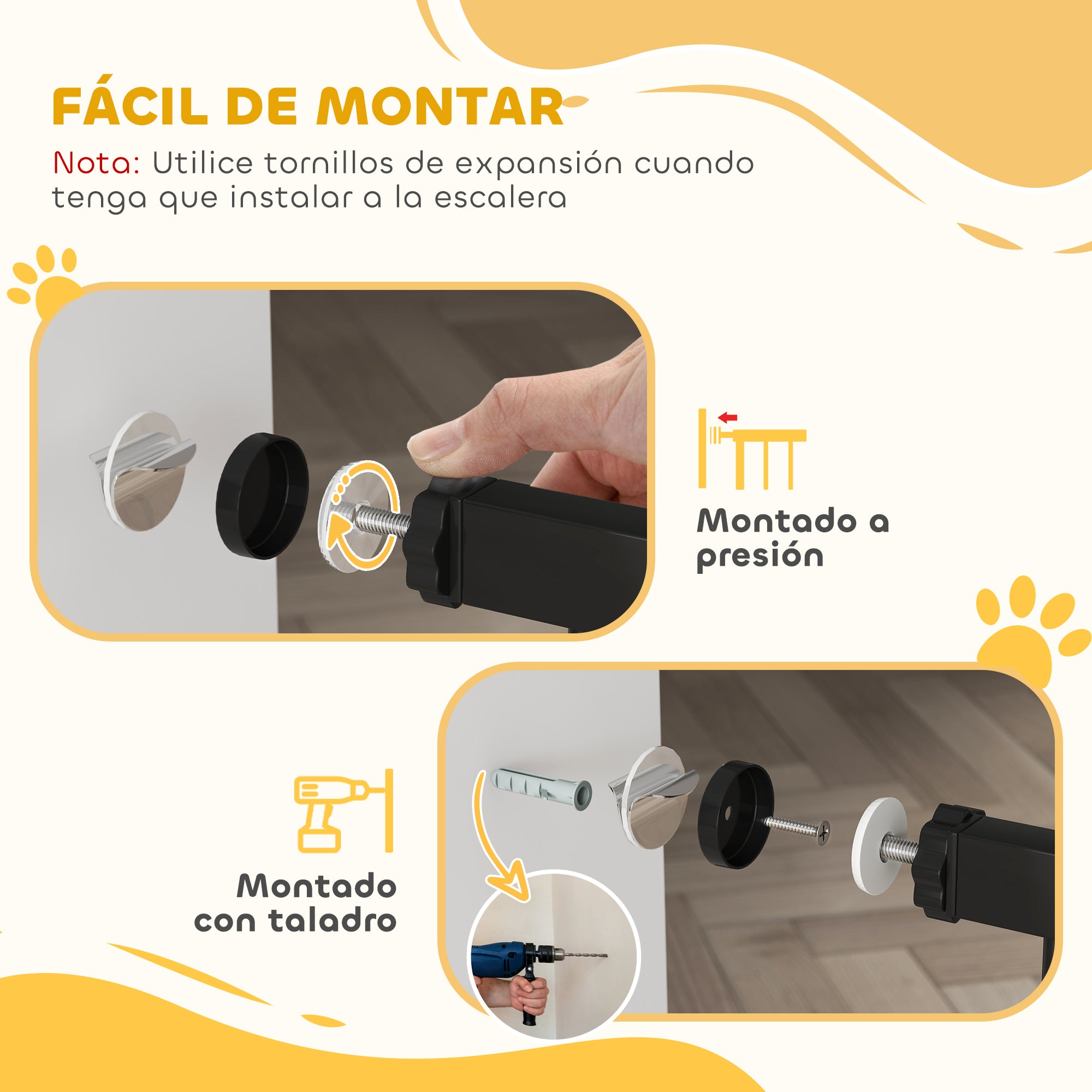 Expandable Dog Safety Gate 29.5-37.4 in for Doors and Stairs Pet Safety Gate with Extensions Pressure Mounting and Double Lock Black