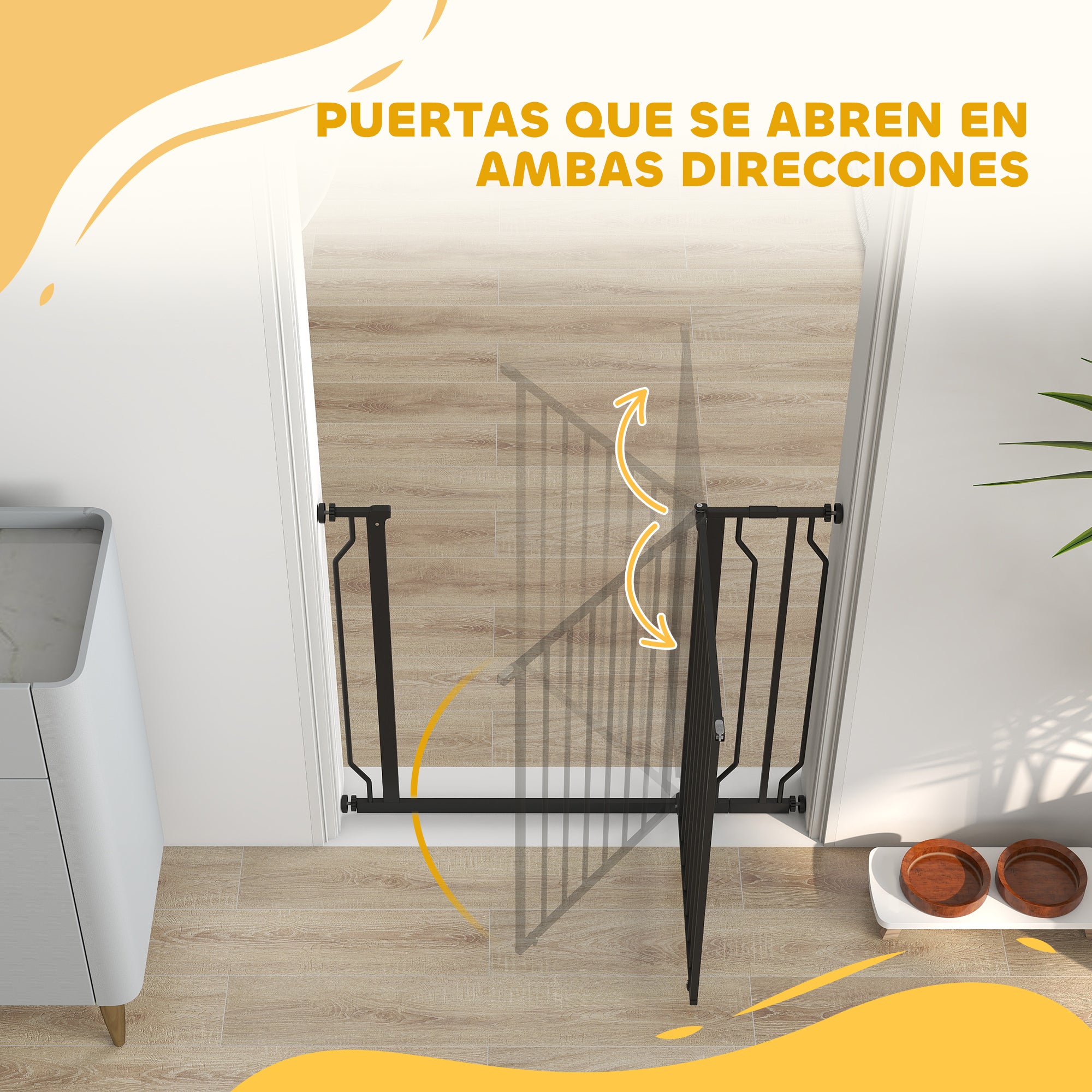 Expandable Dog Safety Gate 29.5-37.4 in for Doors and Stairs Pet Safety Gate with Extensions Pressure Mounting and Double Lock Black