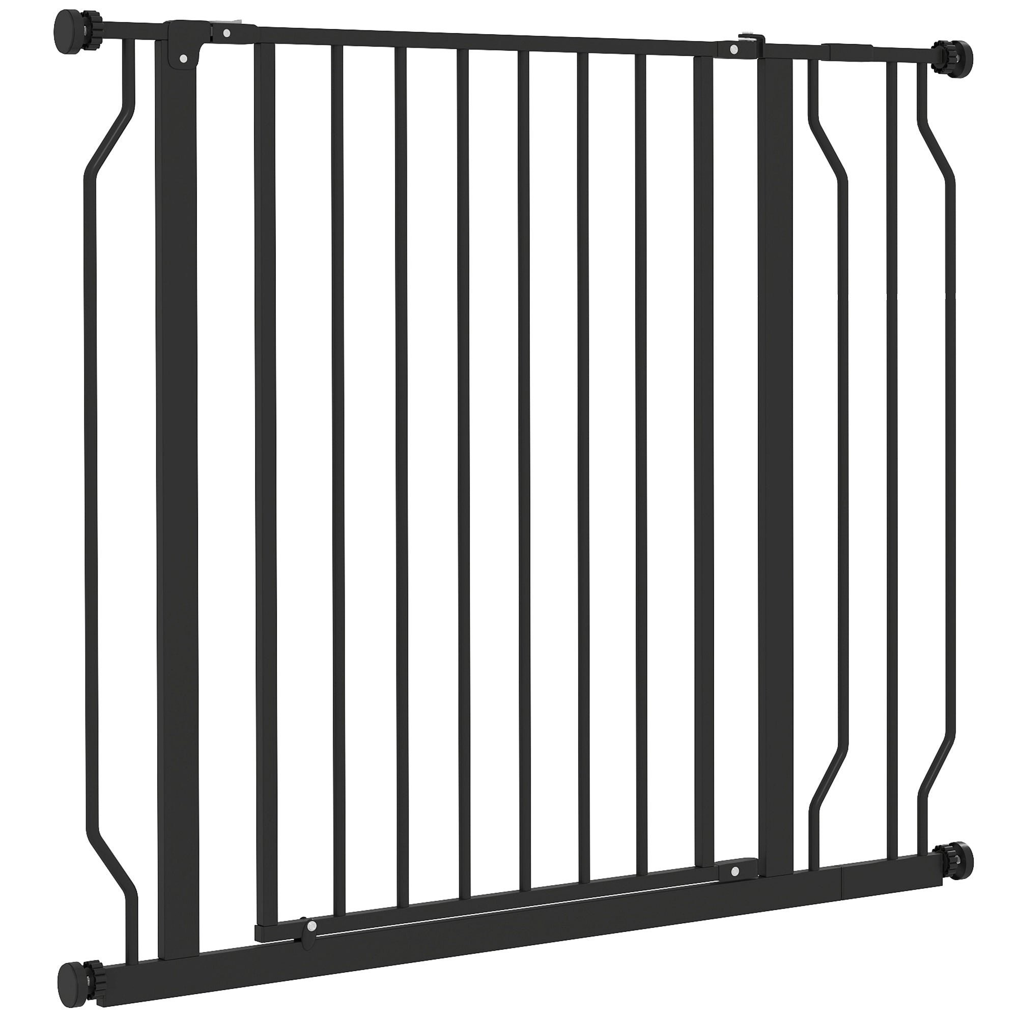 Expandable Dog Safety Gate 29.5-37.4 in for Doors and Stairs Pet Safety Gate with Extensions Pressure Mounting and Double Lock Black