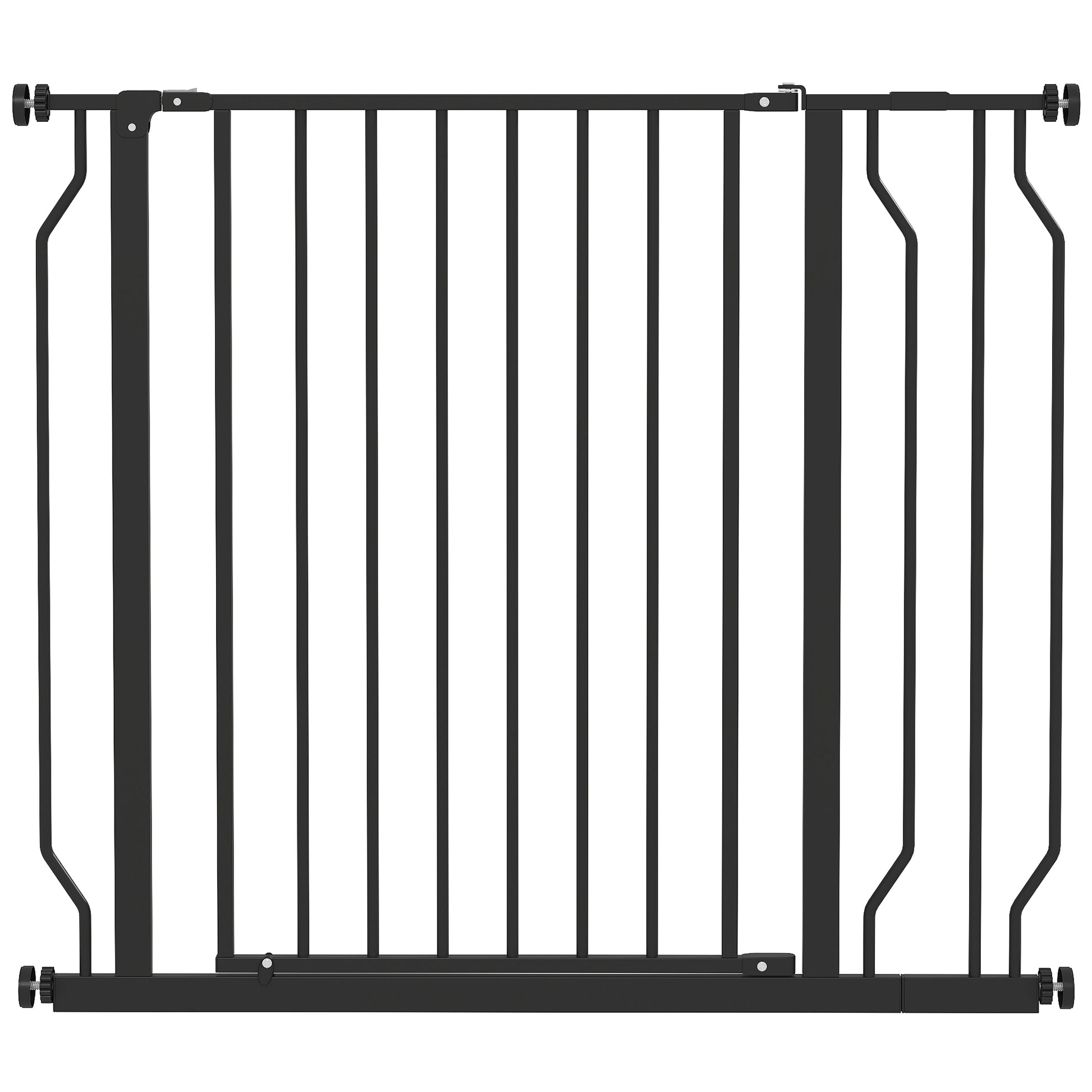 Expandable Dog Safety Gate 29.5-37.4 in for Doors and Stairs Pet Safety Gate with Extensions Pressure Mounting and Double Lock Black