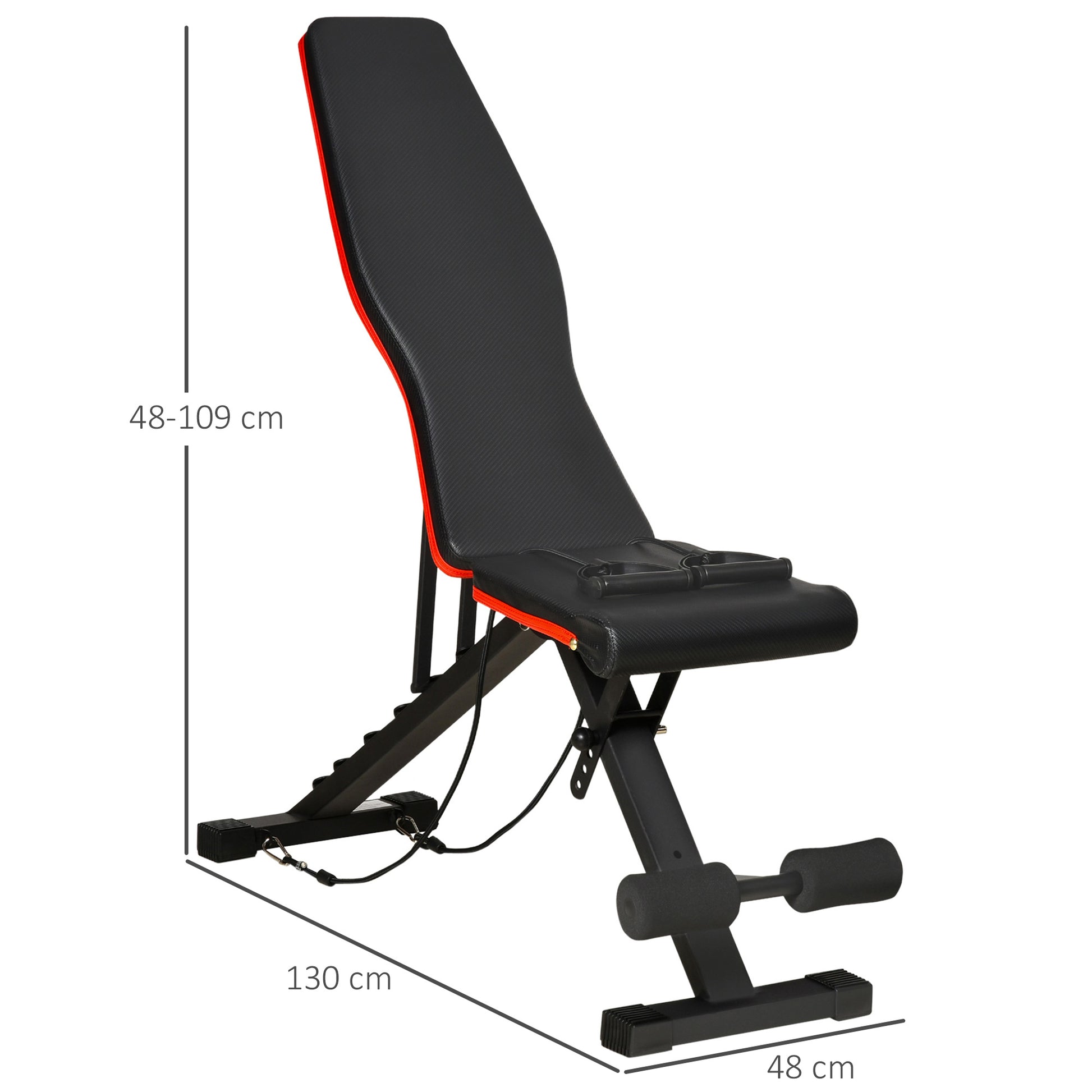 Multifunction Bench 2 in 1 with Adjustable Incline, Padded Bench for Abs and Weights with Elastic Cords for Home and Gym, Black