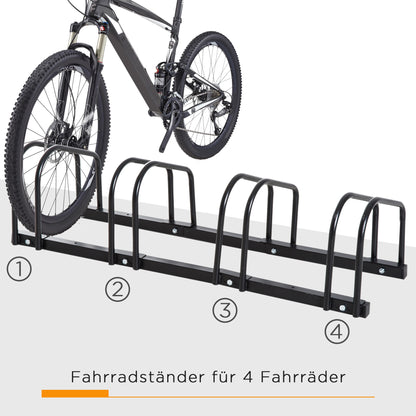 Bike Stand Bicycle Rack Multiple Stand Display Stand Bike Stand Weatherproof Durable Floor and Wall Mount Steel for 4 Bikes Black 110 x 33 x 27 cm
