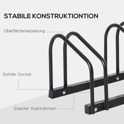 Bike Stand Bicycle Rack Multiple Stand Display Stand Bike Stand Weatherproof Durable Floor and Wall Mount Steel for 4 Bikes Black 110 x 33 x 27 cm