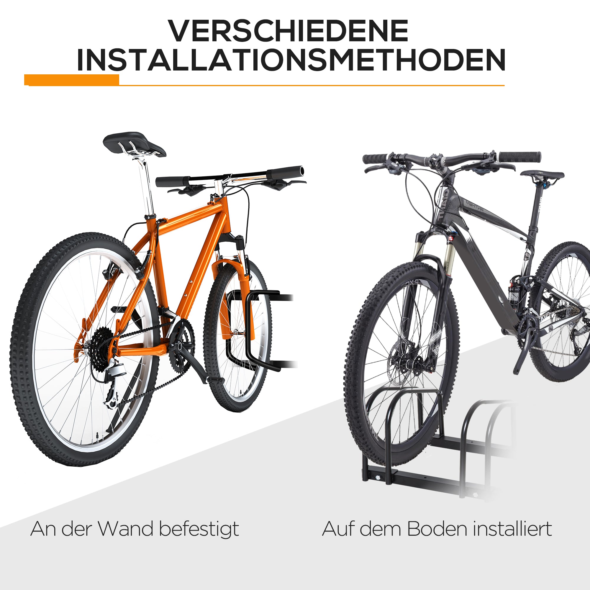 Bike Stand Bicycle Rack Multiple Stand Display Stand Bike Stand Weatherproof Durable Floor and Wall Mount Steel for 4 Bikes Black 110 x 33 x 27 cm