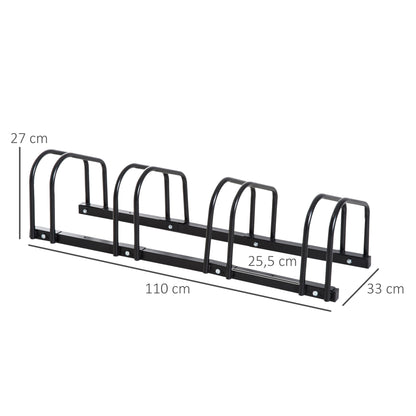 Bike Stand Bicycle Rack Multiple Stand Display Stand Bike Stand Weatherproof Durable Floor and Wall Mount Steel for 4 Bikes Black 110 x 33 x 27 cm