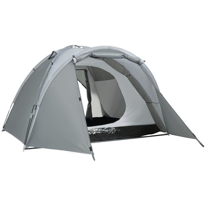 Camping Tent for 2-3 People Fiberglass Zippered Door Mesh Windows incl. Carrying Bag Dome Tent 190T Faux Leather 2000mm Fiberglass Grey