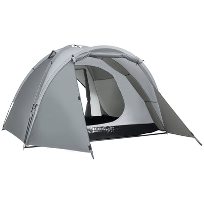 Camping Tent for 2-3 People Fiberglass Zippered Door Mesh Windows incl. Carrying Bag Dome Tent 190T Faux Leather 2000mm Fiberglass Grey
