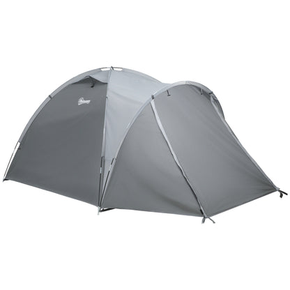 Camping Tent for 2-3 People Fiberglass Zippered Door Mesh Windows incl. Carrying Bag Dome Tent 190T Faux Leather 2000mm Fiberglass Grey