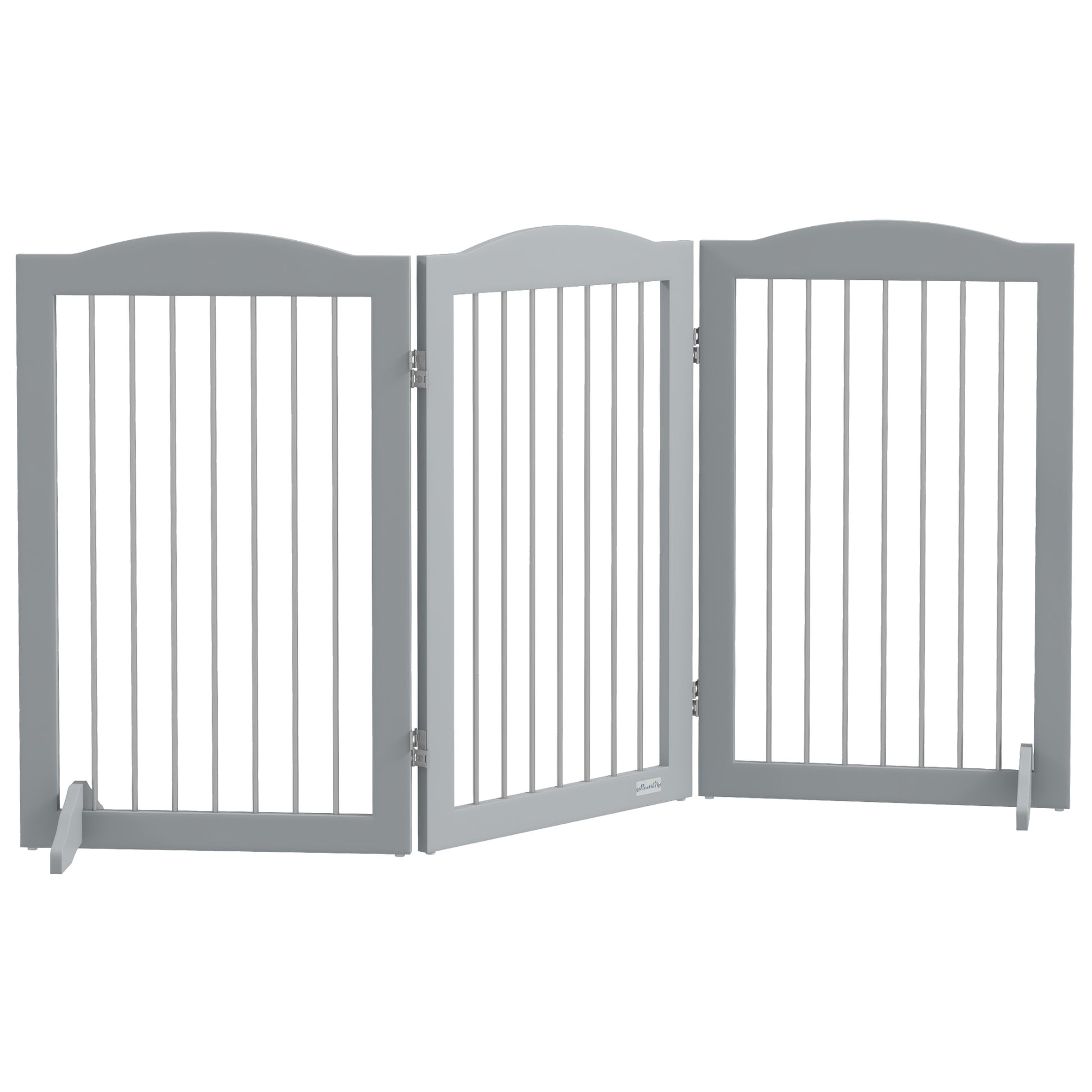 Foldable Safety Barrier, 3-Panel Dog Gate, 2 Support Feet, 80cm Height, for Doors, Hallways, Rooms, and Stairs, Gray