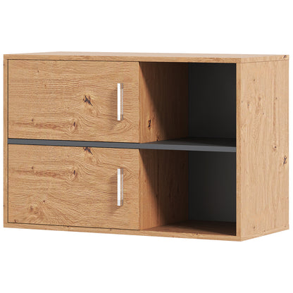Bathroom Auxiliary Cabinet Wall Mounted Bathroom Cabinet with Open Compartments and 2 Doors Modern Bathroom Cabinet for Kitchen Entrance 31.5"L x 13.8"W x 22.6"H Natural