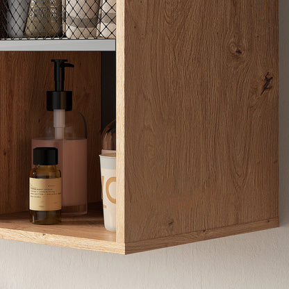 Bathroom Auxiliary Cabinet Wall Mounted Bathroom Cabinet with Open Compartments and 2 Doors Modern Bathroom Cabinet for Kitchen Entrance 31.5"L x 13.8"W x 22.6"H Natural