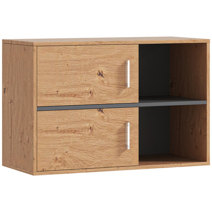 Bathroom Auxiliary Cabinet Wall Mounted Bathroom Cabinet with Open Compartments and 2 Doors Modern Bathroom Cabinet for Kitchen Entrance 31.5"L x 13.8"W x 22.6"H Natural