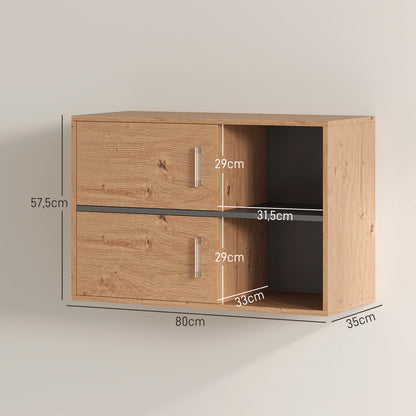 Bathroom Auxiliary Cabinet Wall Mounted Bathroom Cabinet with Open Compartments and 2 Doors Modern Bathroom Cabinet for Kitchen Entrance 31.5"L x 13.8"W x 22.6"H Natural