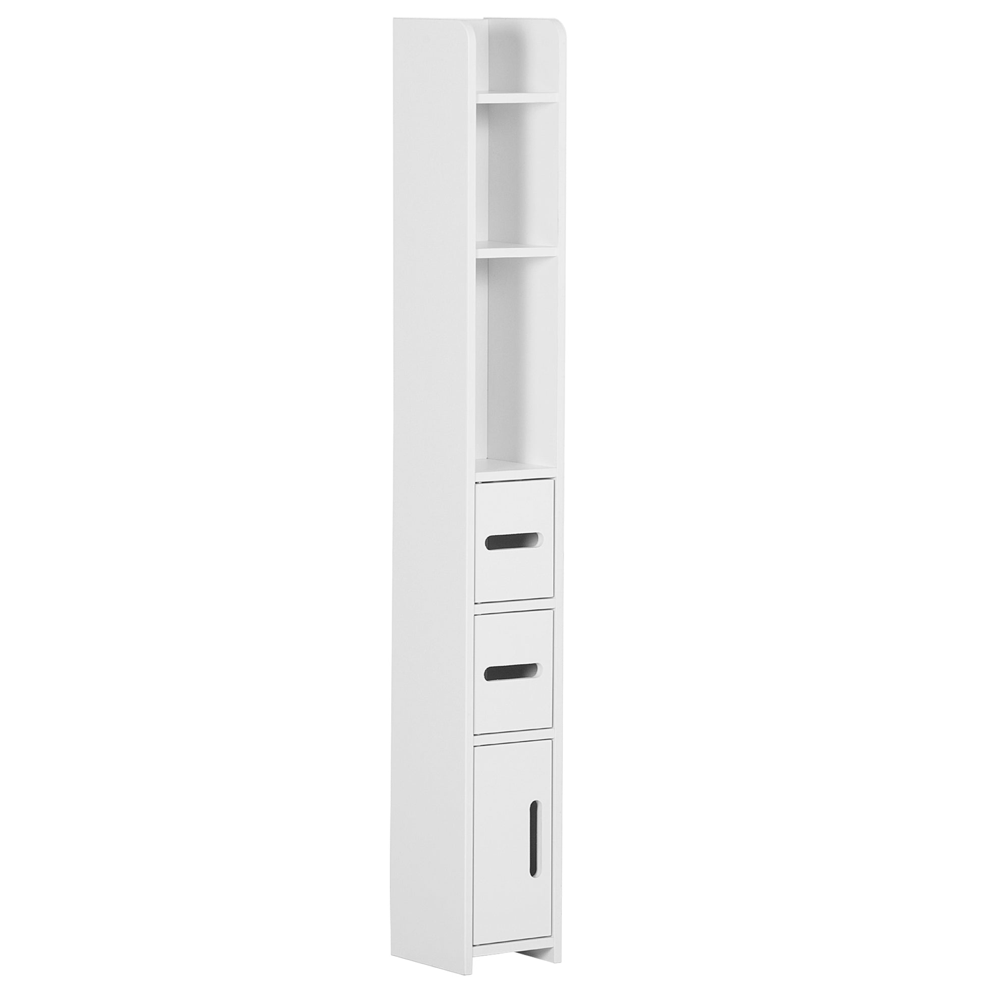 Bathroom Column Cabinet with 3 Doors 3 Open Shelves and Anti-Tilt System Modern Style 15x17x120 cm White