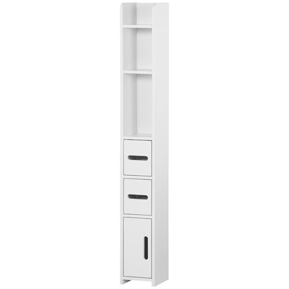 Bathroom Column Cabinet with 3 Doors 3 Open Shelves and Anti-Tilt System Modern Style 15x17x120 cm White