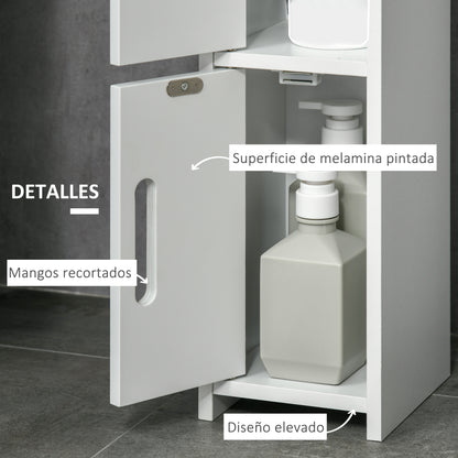 Bathroom Column Cabinet with 3 Doors 3 Open Shelves and Anti-Tilt System Modern Style 15x17x120 cm White