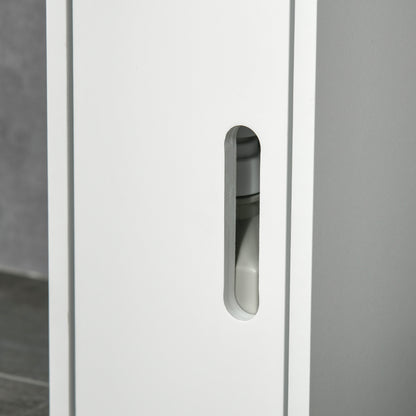 Bathroom Column Cabinet with 3 Doors 3 Open Shelves and Anti-Tilt System Modern Style 15x17x120 cm White
